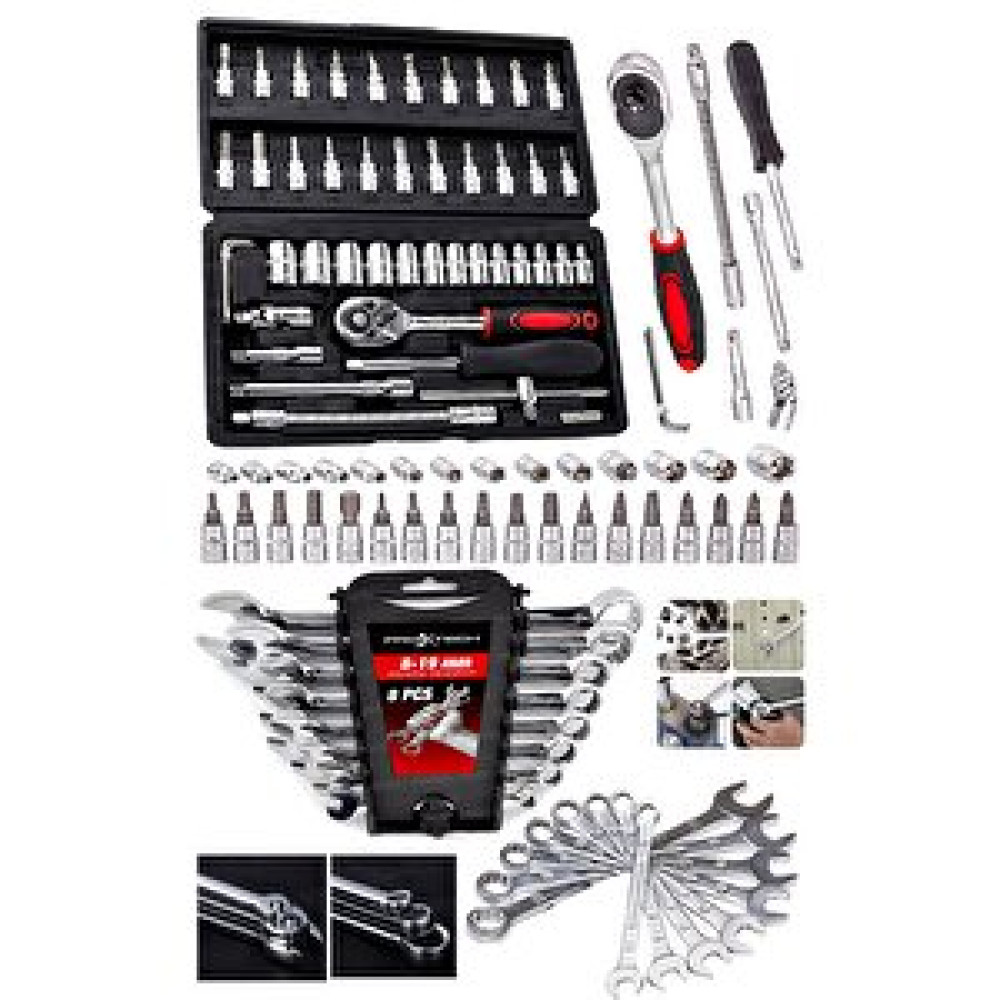 Proxtech 54 Parça 46mini Lokma Takımı Otomatik Cırcırlı 1/4" 8 Parça Kombine Açık Ağız-yıldız Anahtar Takım Lokma Takımı Fiyatı
