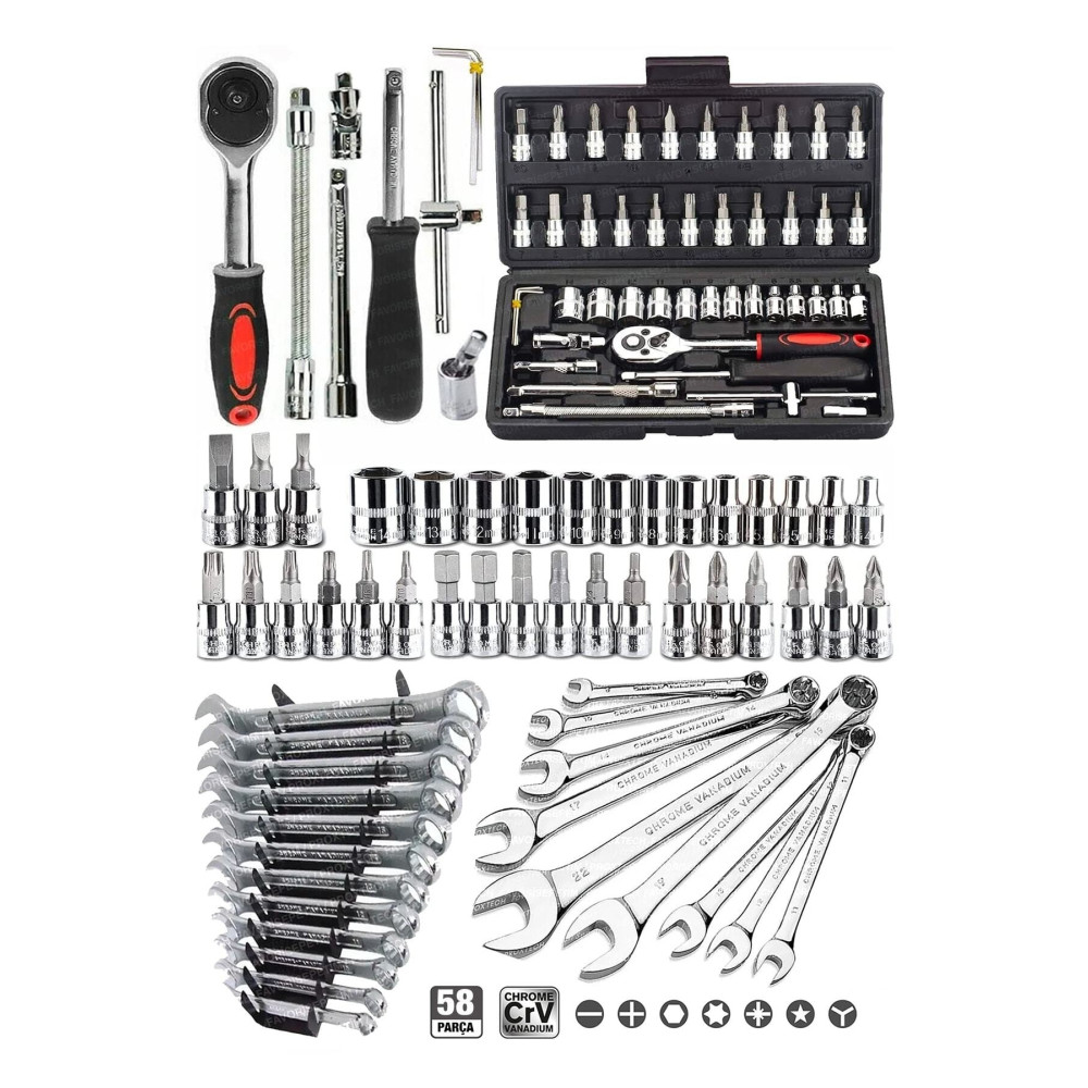 PROXTECH 58 Parça 46mini Lokma Takımı Otomatik Cırcırlı 1/4" 12 Parça Kombine Açık Ağız-yıldız Anahtar Takım Lokma Takımı Fiyatı