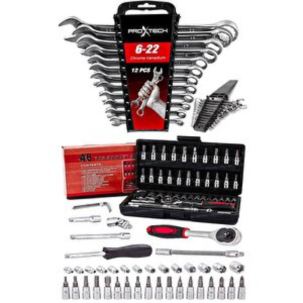 Proxtech 58 Parça Cırcır Lokma Takımı Otomatik Cırcırlı 1/4" 12 Parça Kombine Açık Ağız-yıldız Anahtar Set Lokma Takımı Fiyatı
