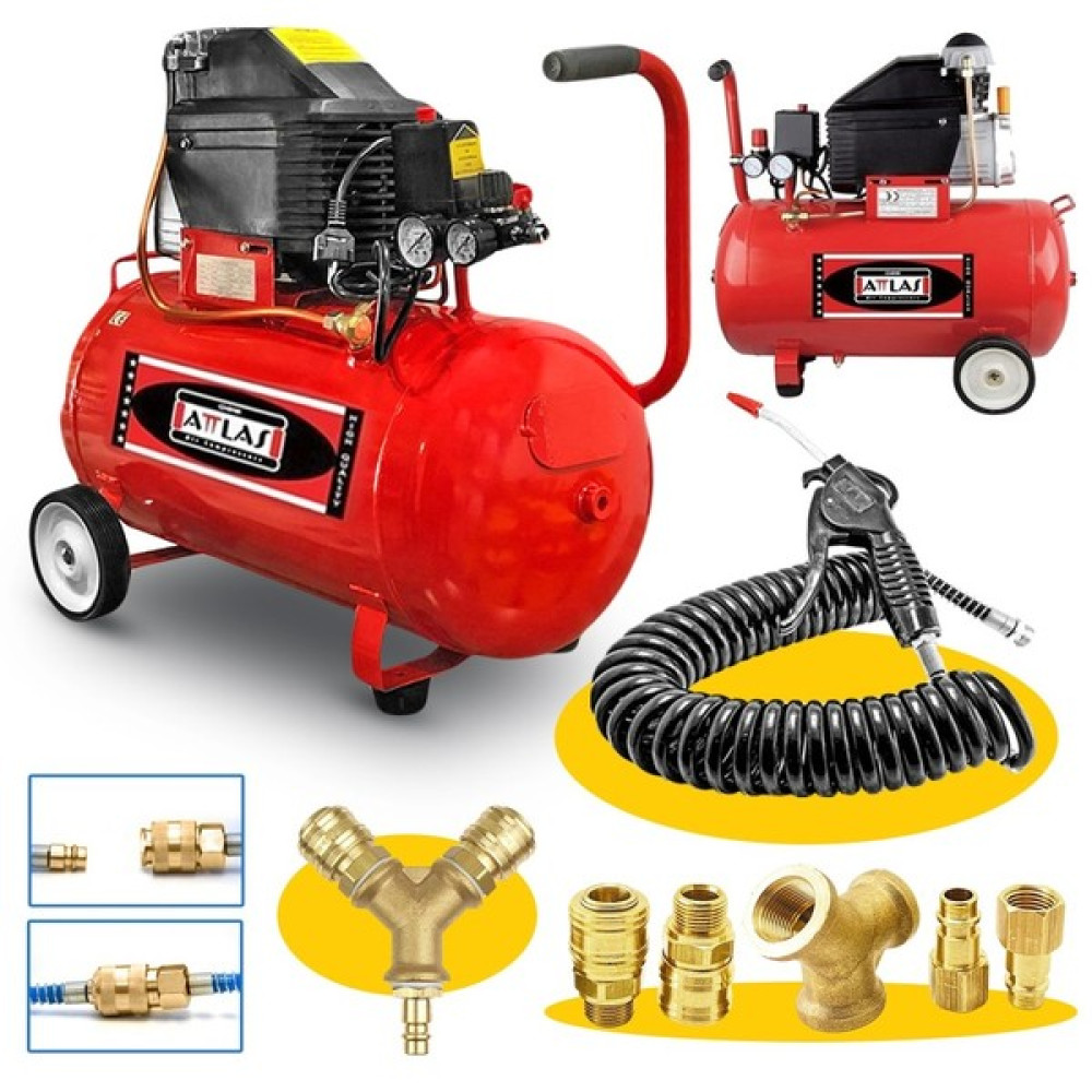Proxtech Atlas 50 Litre Hava Kompresörü 2 hp 8 Bar 15 Mt Spiral Hortum Hava Tabancası - Jakları Full Hava Kompresörü Fiyatı
