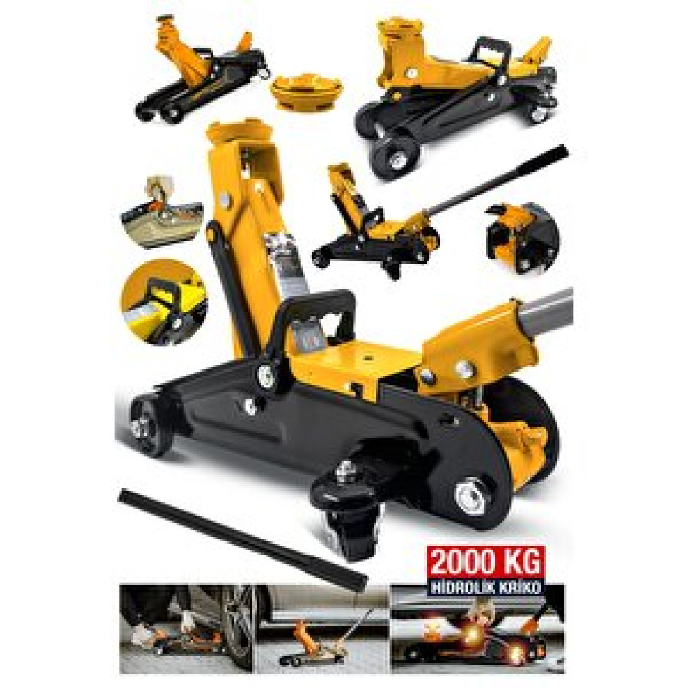 Proxtech Elite Series Profesyonel Metal Tekerlekli 2ton/ 2000 Kg Arabalı Hidrolik Kriko Araç Oto Kriko Kriko Fiyatı
