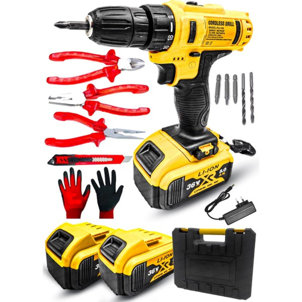 Proxtech Pro Pense Yankeski Kargaburun Çift Akülü Turbo Tork 36V Akülü Vidalama Matkap Vidalama Ful Set Matkaplar Fiyatı