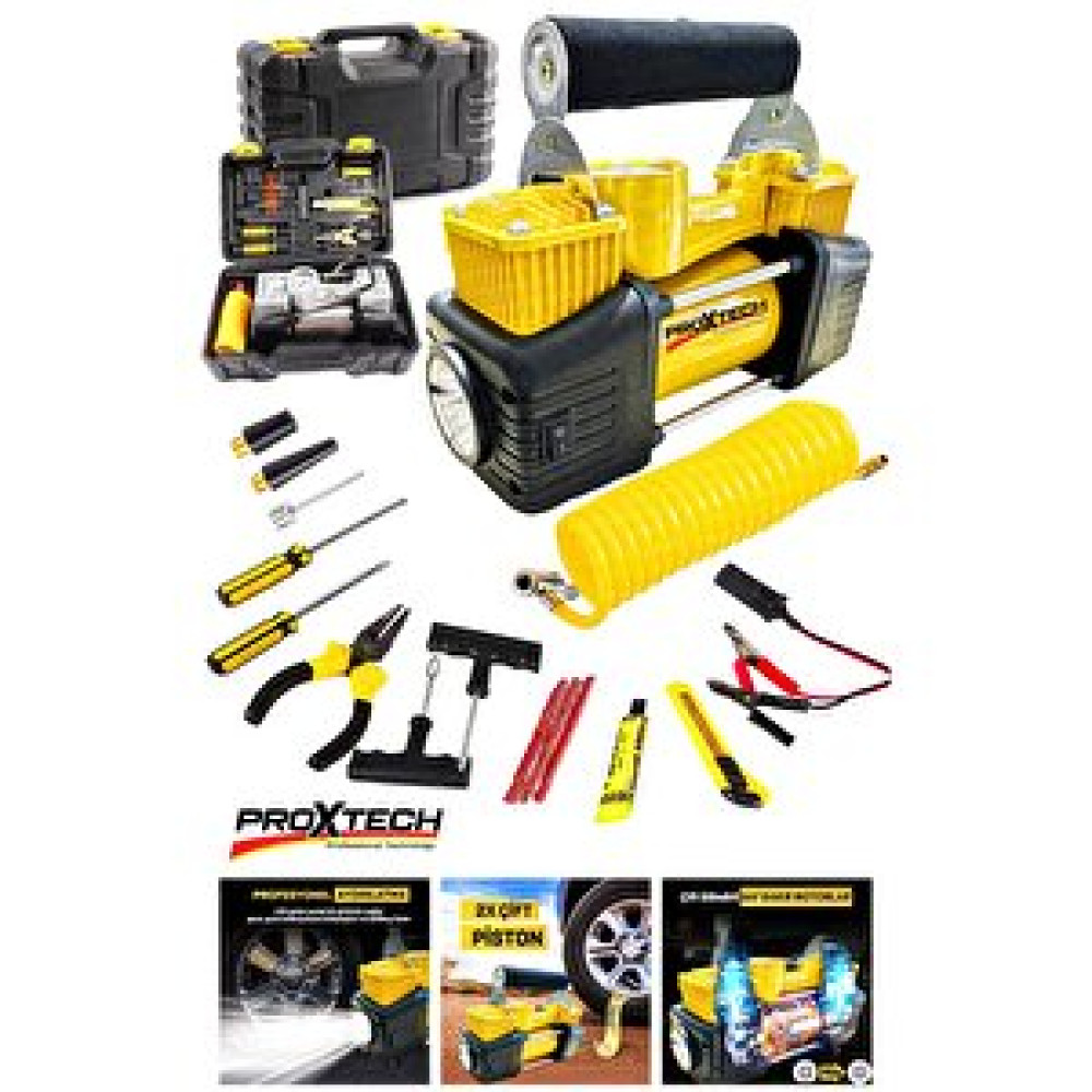 Proxtech Profesyonel Çift Pistonlu 12v 150 Psi Hızlı Dolum Araba Lastik Bot Şişirme Kompresörü Lastik Set Yedek Parça - Elektrikli El Aletleri Fiyatı