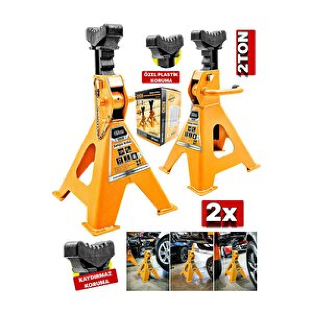 Proxtech Profesyonel Kaymaz Sarsılmaz Plastik Korumalı 2 Ton Kriko Standı Araç Altı Sehpa (2 Adet Set) Kriko Fiyatı