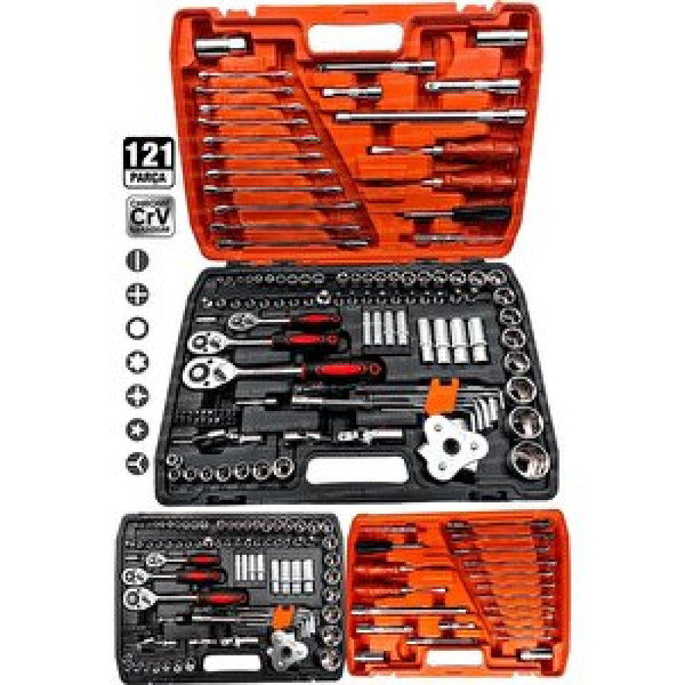 Proxtech Profesyonel Mekanik Krom Çelik Premium Kalite 121 Parça Lokma Takımı 1/2-1/4-3/8 Full Set Lokma Takımı Fiyatı