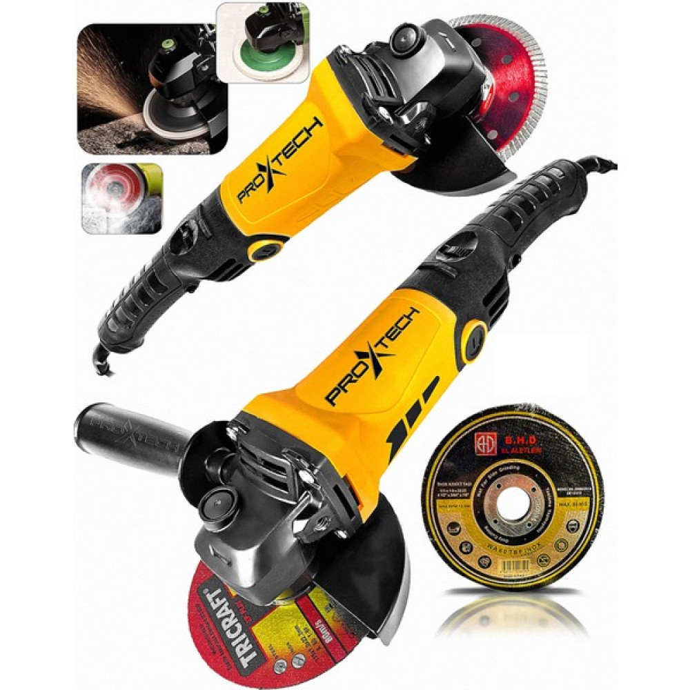 Proxtech Yüksektork Devir Ayarlı Spral Taşlama Makinası Avuç Içi Taşlama 115 mm 5 Adet Disk Taşlama Makinesi Fiyatı