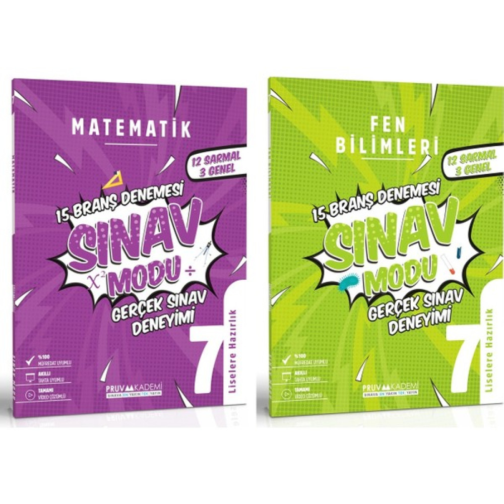 Pruva Akademi 7. Sınıf Matematik Fen Bilimleri Deneme Sınavı Seti 2023 Kaynak Kitapları Fiyatı