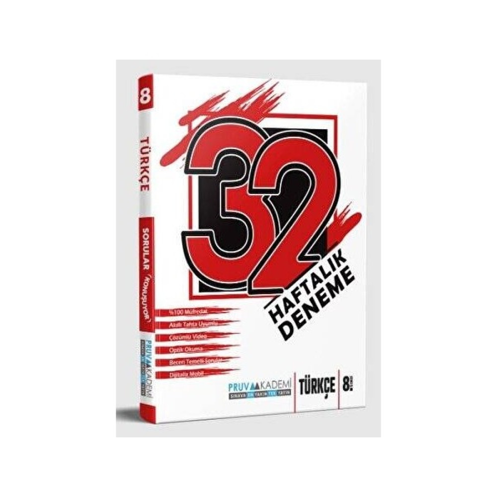 Pruva Akademi 8. Sınıf 32 Haftalık Türkçe Deneme Ders Sınav Kitapları Fiyatı