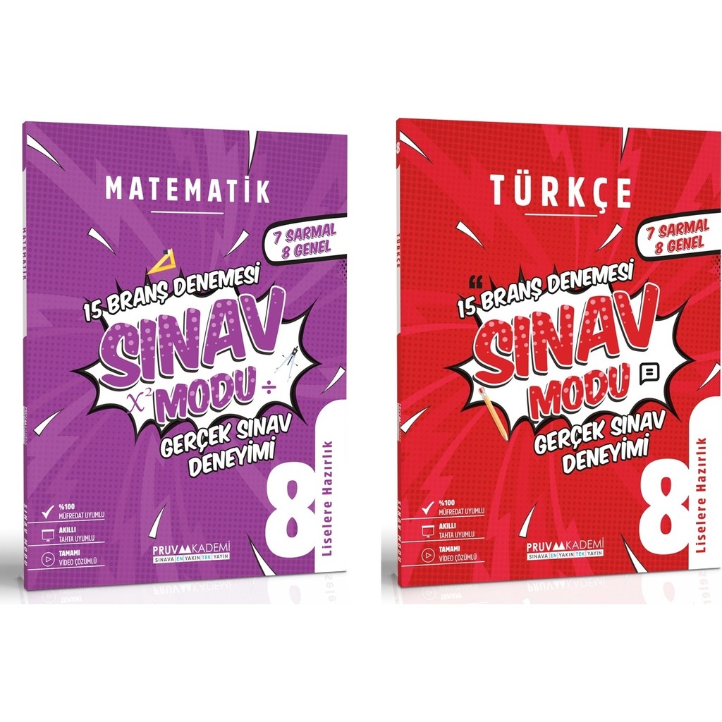 Pruva Akademi 8. Sınıf Matematik - Türkçe Sınav Modu Deneme Seti 2023 2 Kitap Tüm Dersler Fiyatı