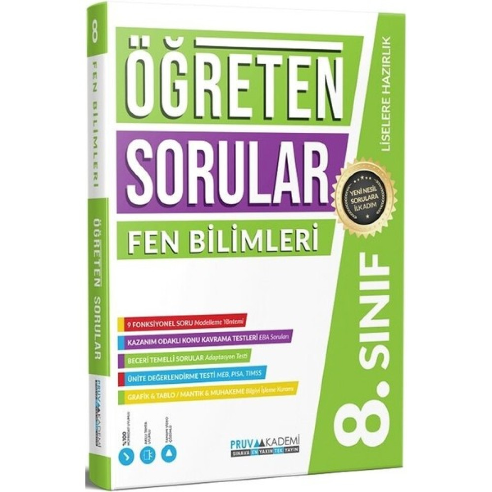 Pruva Akademi 8. Sınıf Öğreten Sorular LGS Fen Bilimleri Soru Bankası Ders Sınav Kitapları Fiyatı