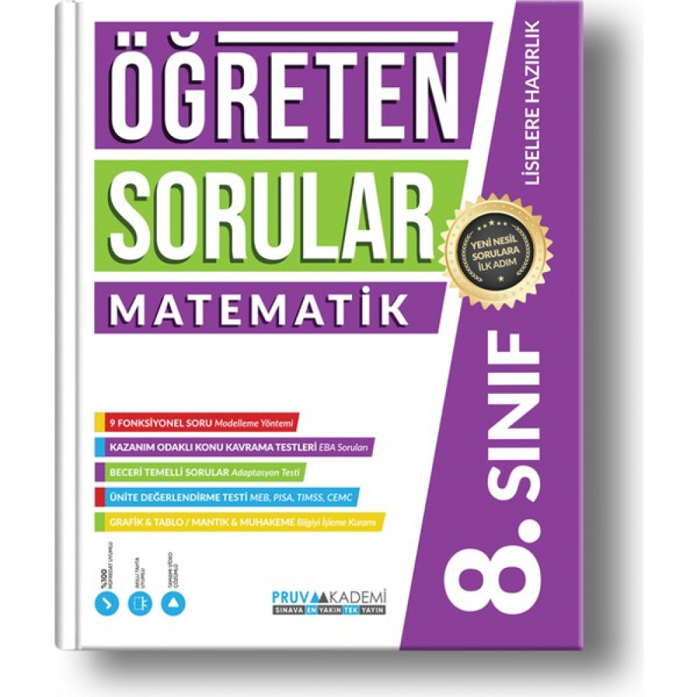 Pruva Akademi 8. Sınıf Öğreten Sorular LGS Matematik Soru Bankası Ders Sınav Kitapları Fiyatı