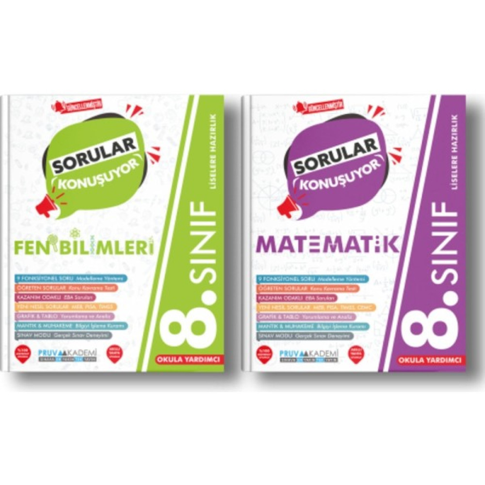 Pruva Akademi 8. Sınıf Sorular Konuşuyor Soru Bankası Matematik Fen Bilimleri LGS Seti Ders Sınav Kitapları Fiyatı