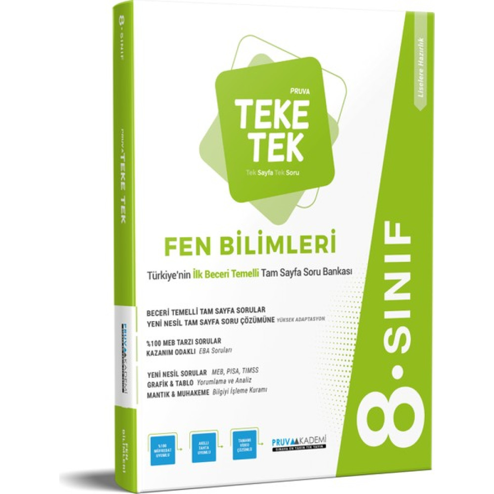 Pruva Akademi 8. Sınıf Teke Tek Fen Bilgisi Soru Bankası Tüm Dersler Fiyatı