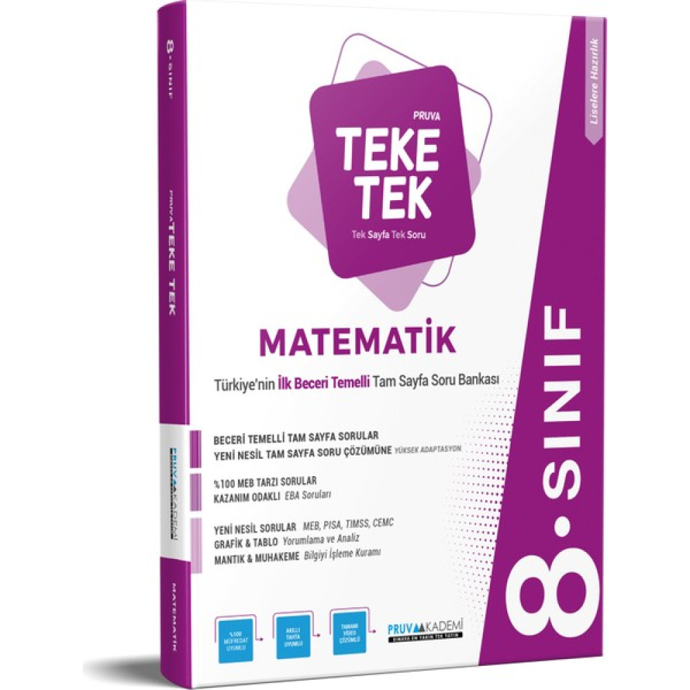 Pruva Akademi 8. Sınıf Teke Tek Matematik Soru Bankası Tüm Dersler Fiyatı