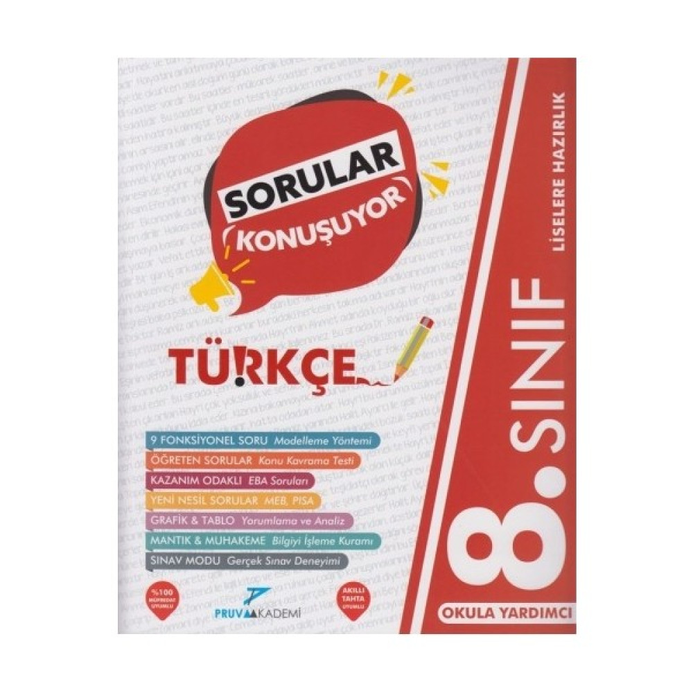 Pruva Akademi 8. Sınıf Türkçe Sorular Konuşuyor Soru Bankası Türkçe Fiyatı