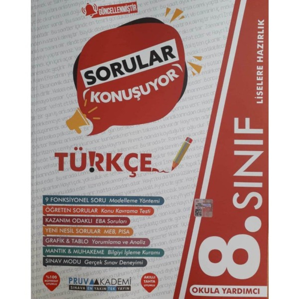 Pruva Akademi 8.sınıf Lgs Türkçe Sorular Konuşuyor Soru Bankası Ders Sınav Kitapları Fiyatı