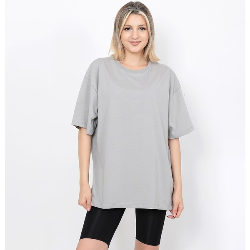 Pruva Collection Oversize Unisex T-Shirt Gri Bayan T-shirt Fiyatı