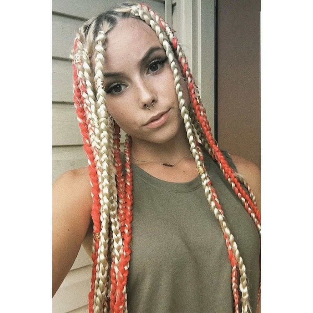 PRVT Sarı Pembe İki Renk Ombreli Afrika Örgüsü Box Braid Sentetik Saç 60 cm 100 gr Oto Boyaları Fiyatı