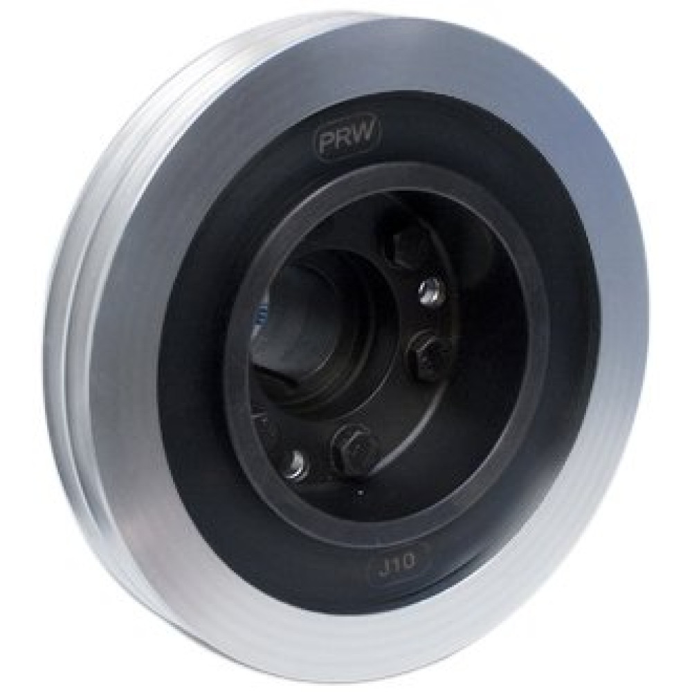 PRW 2442101 Steel 5.50" O.D. 3-Piece Design SFI Rated Neutral Balance Damper with Black Billet Aluminum Pulley for Pontiac