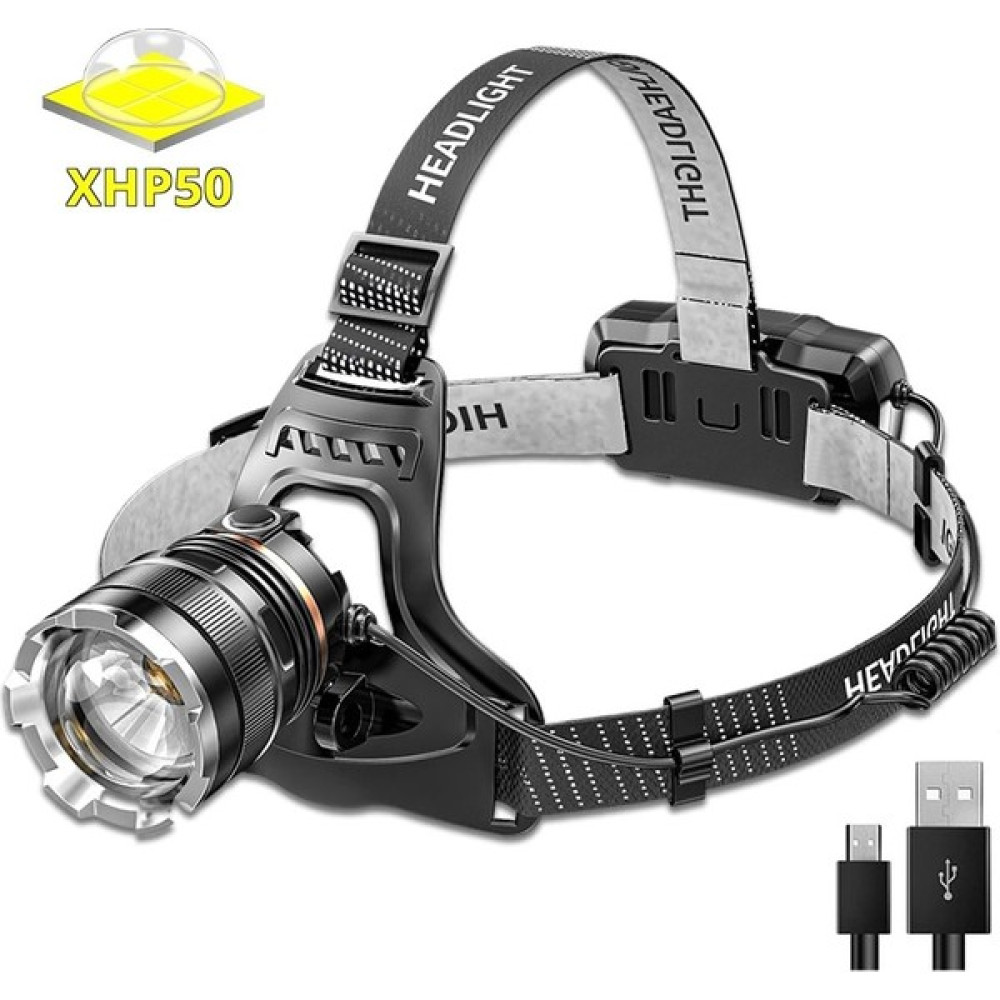 PS-8002 Sensörlü Zoomlu Profesyonel 3000 Lümen XHP50 LED Usb'li Şarjlı Kafa Lambası Kafa Feneri Fiyatı