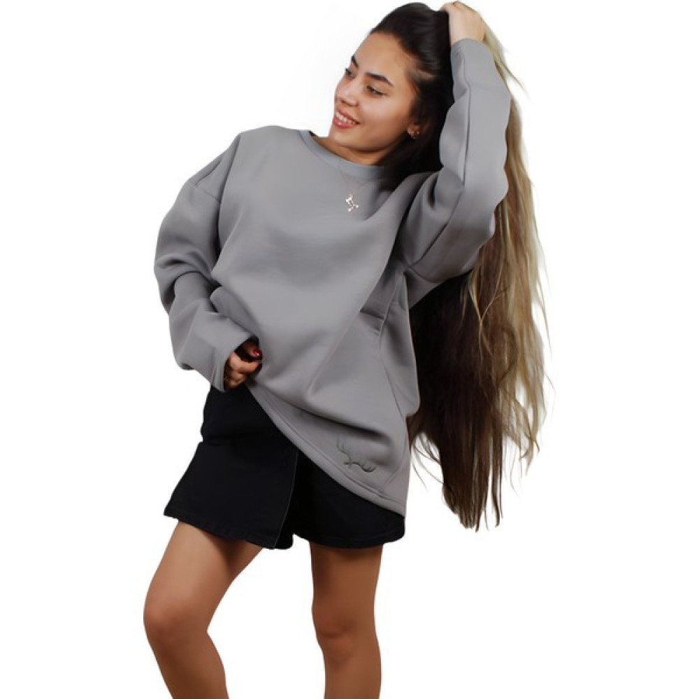 Ps Moda Yumuşak Pamuklu Kumaş Oversize Yuvarlak Yakalı Salaş Sweatshirt Bayan Sweatshirt Fiyatı