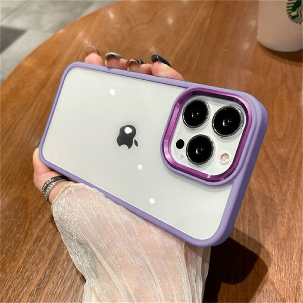 Psgt Apple iPhone 12-12PRO-12PROMAX Kenarları Parlak Arkası Şeffaf Hassas Butonlu Renkli Kapak Kılıf - iPhone 12 - Lila - Mor Cep Telefonu Kılıfı Fiyatı