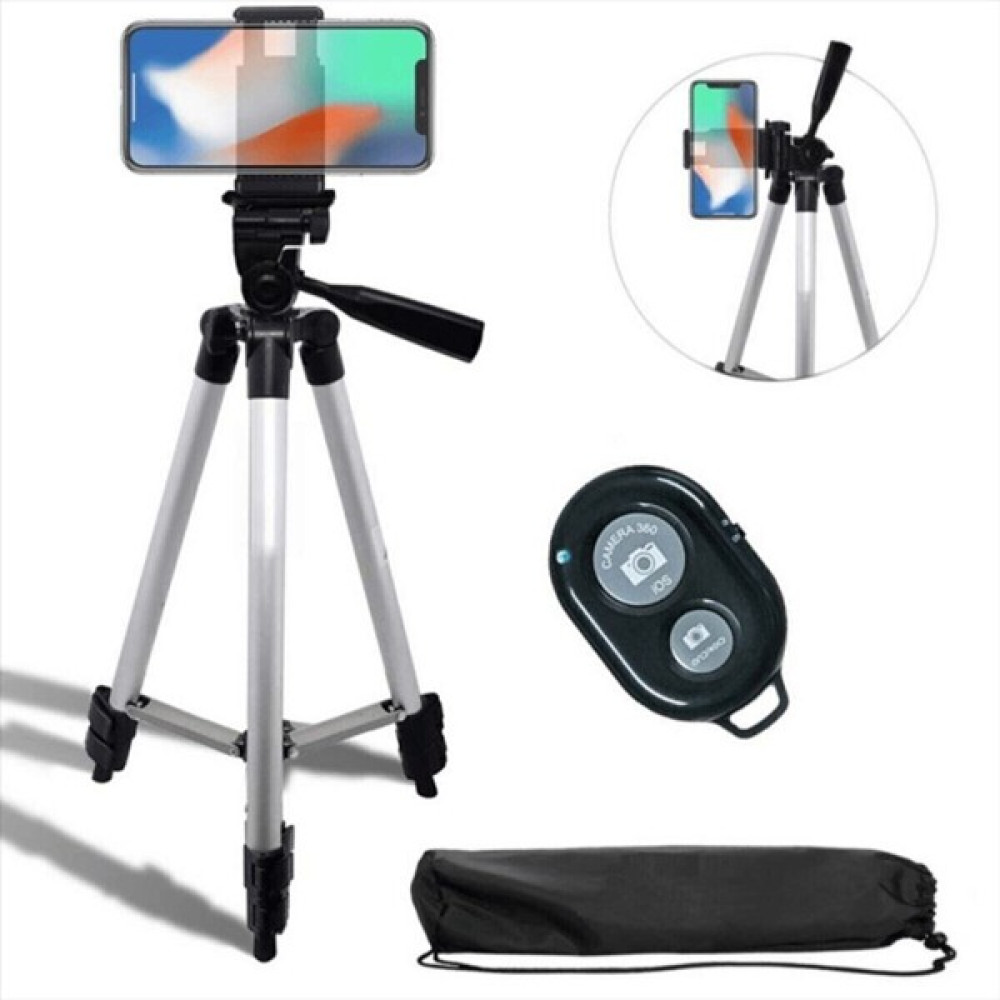 PSGT Profesyonel Fotoğraf Video Çekimi Bluetooth Kumandalı 106 cm Tripot Telefon Tutucu Yotuber Facetime - Gri Tripodlar Fiyatı