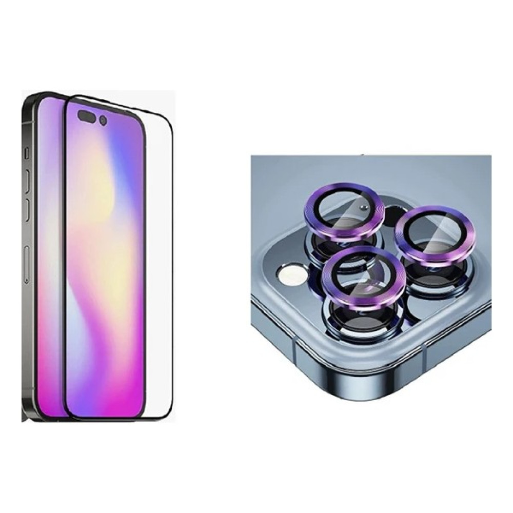 PSGT Psgt Apple iPhone 14 Pro Uyumlu Tam Kapatan Tamperli Cam ve Derin Mor Kamera Lens Koruyucu Set Cep Telefonu Ekran Koruyucusu Fiyatı