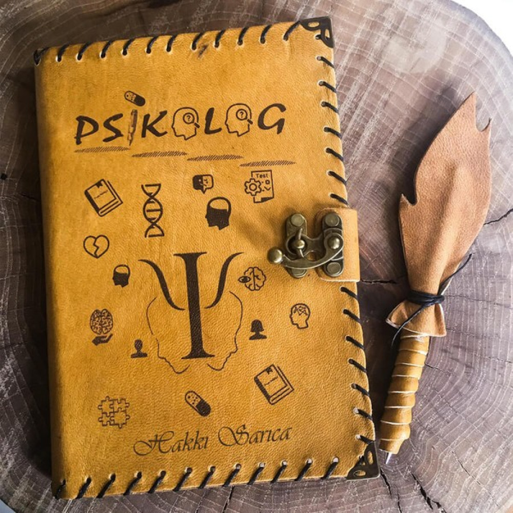 Psikoloğa Hediye Deri Defter Sarı Güzel Yazı Defteri Fiyatı
