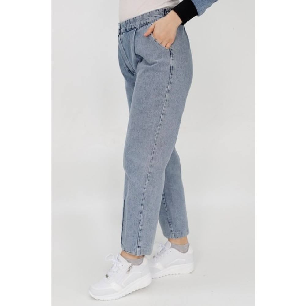 Puane 18157 Beli Lastikli Paçası Dikiş Detaylı Mom Jeans Kot Pantolon Bayan Jeans / Kot Pantolon Fiyatı