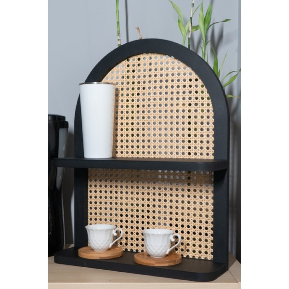 Pucka Hazeran Rattan Siyah Dekoratif Iskandinav Tarz Rustik Özel Tasarım Duvar Rafı Mdf 50 Cm Kitaplık - Duvar Rafı & CD / DVD Rafı Fiyatı