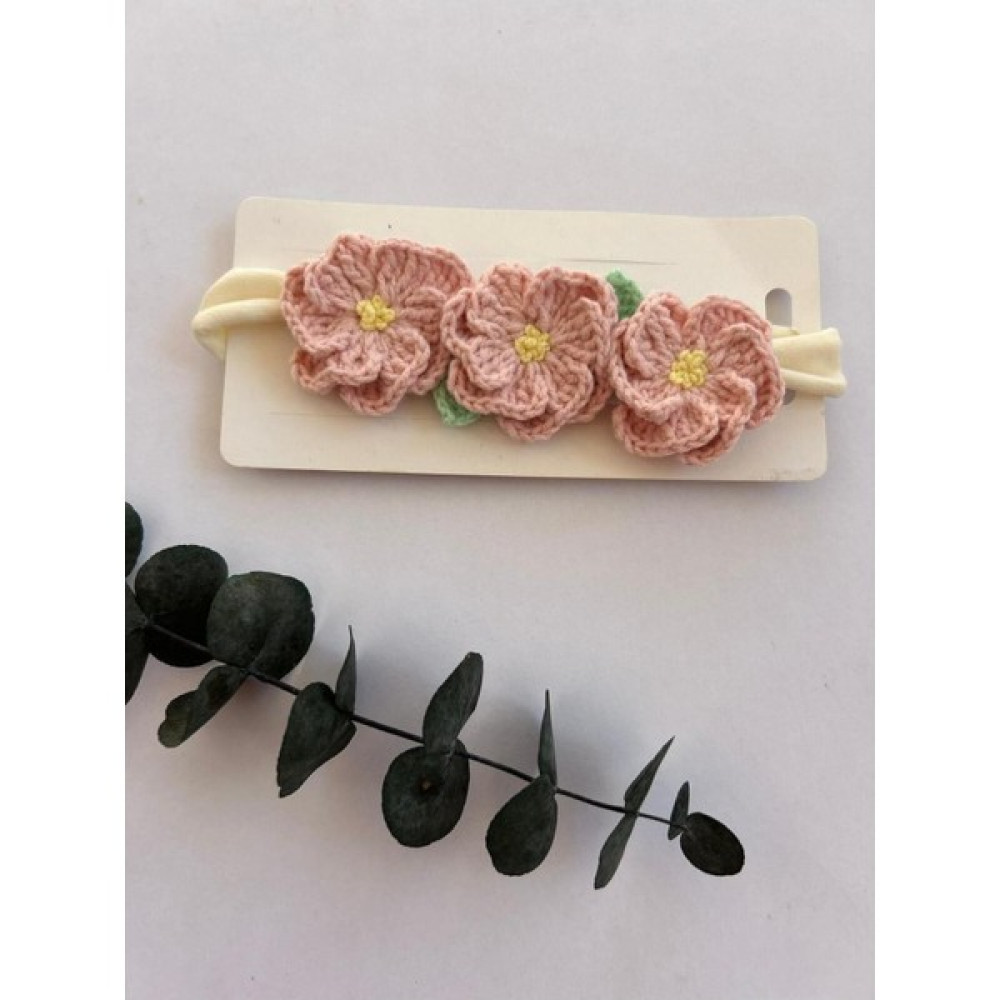 Pudra Çiçekli Bandana El Emeği Bebek Çocuk Saç Bandı / Bandanası - Children's And Baby Hair Band Toka, Taç & Saç Bandı Fiyatı