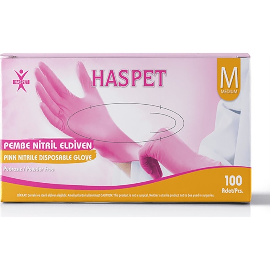 Pudrasız Pembe Nitril Eldiven Medium Haspet 100LÜ Diğer Fiyatı