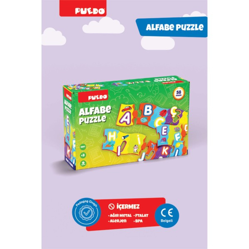 Puedo Alfabe Puzzle / Eğitici Eğlenceli / Harfleri Öğreten Oyun / 58 Parça / +3 Yaş Eğitici Oyuncak Fiyatı