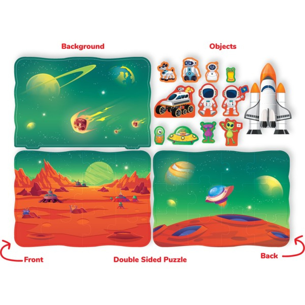 Puedo Çift Taraflı Puzzle - Uzay Eğitici Oyuncak Fiyatı