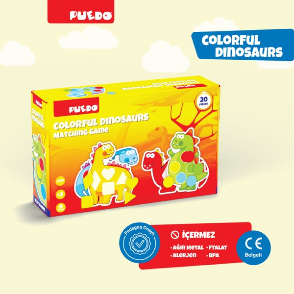 Puedo Colorful Dinosaurs / Renkleri ve Şekilleri Öğreten Oyun/ Eğlenceli Oyuncak / 29 Parça +3 Yaş Eğitici Oyuncak Fiyatı
