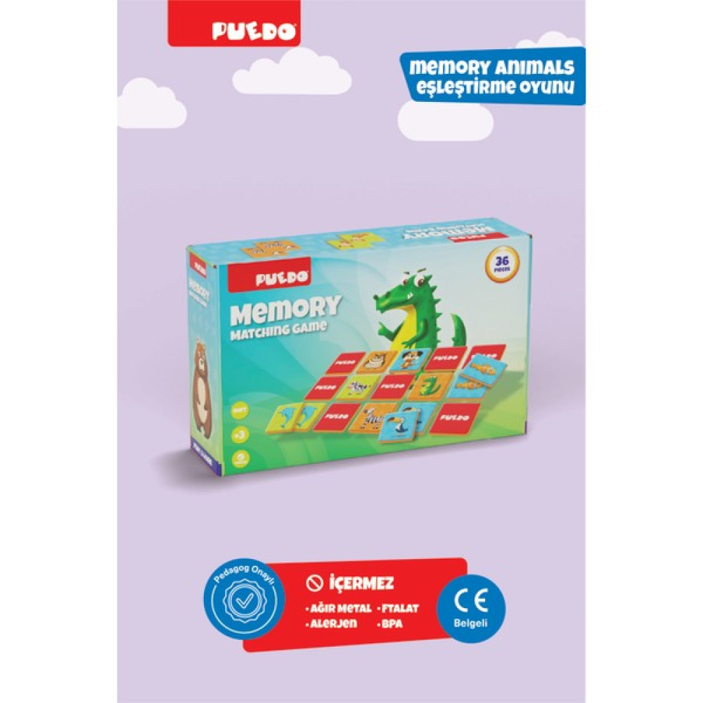 Puedo Memory Matching Game / Eğitici Hayvanları Öğreten Oyun / Hafızayı Geliştirici / 36 Parça / +3 Yaş Eğitici Oyuncak Fiyatı