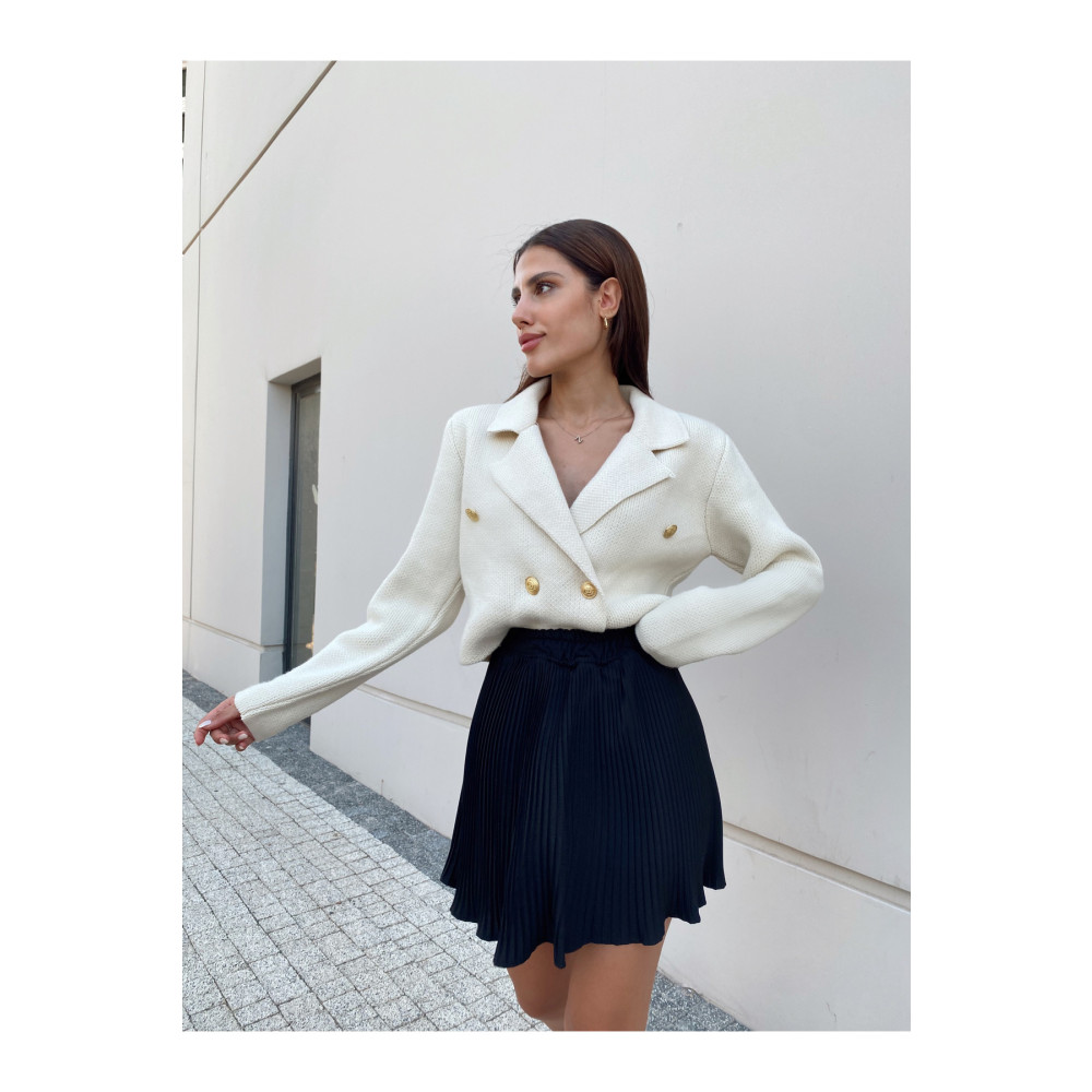 Puella Kadın Altin Düğmeli Basic Triko Crop Hırka Blazer Ceket Cardigan STD Beden Kadın Hırka Fiyatı