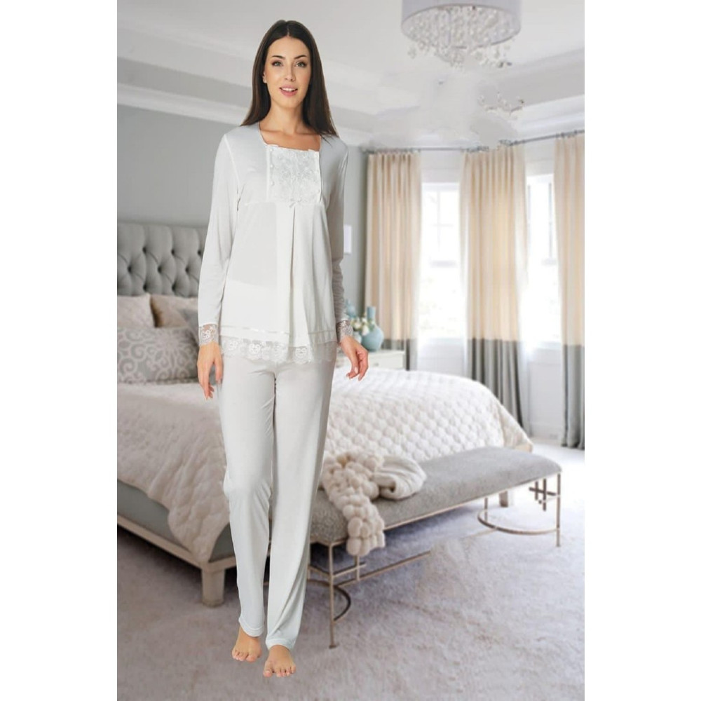 Puerpera Effort Kadın Ekru Emzirme Özellikli Lohusa Hamile Pijama Takımı 3045 Kadın Pijama Fiyatı