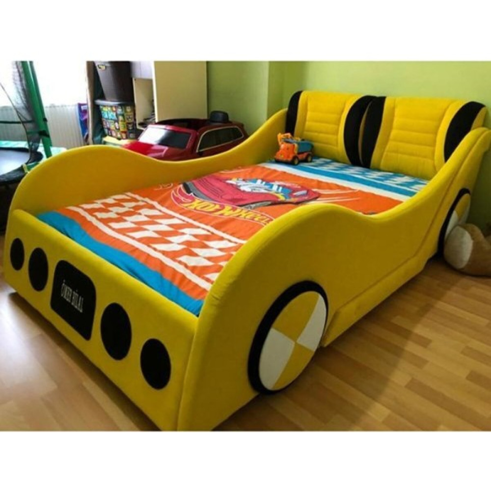 Puf Bebe Montessori 120 x 200 cm Arabalı Çocuk Yatağı Yatak Dahildir - Sarı - 90 x 190  cm Bebek-Çocuk Odası Fiyatı