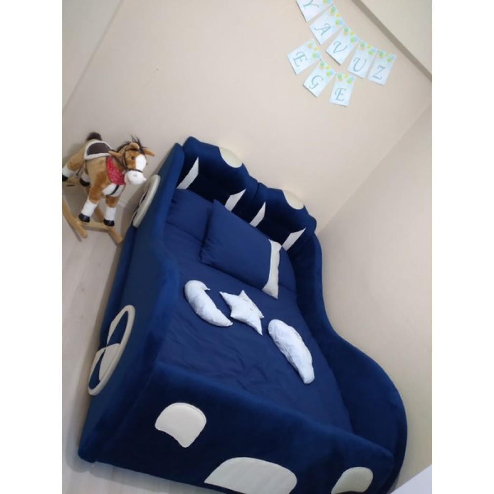 Puf Bebe Montessori 90X190 Mdf Çocuk Yatağı (Yatak Dahildir) - Beyaz - Mavi - 90 x 190  cm Bebek-Çocuk Odası Fiyatı