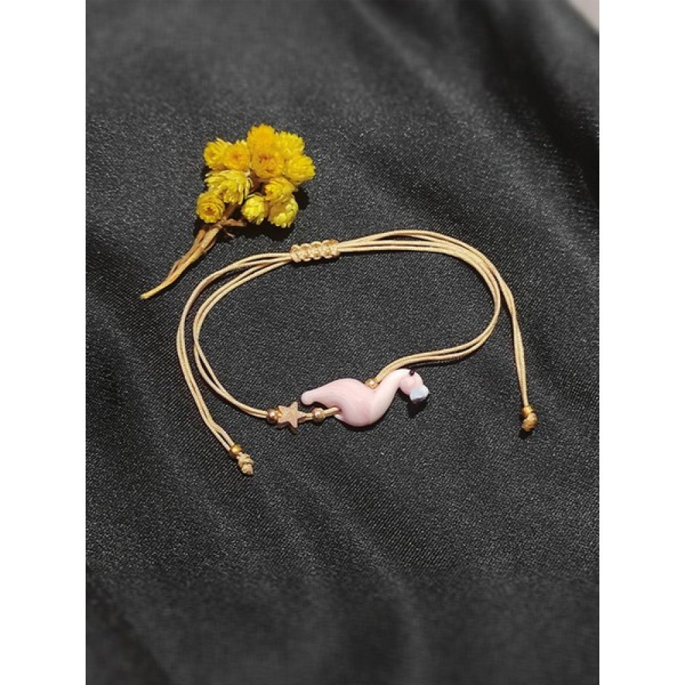 Puff Takı Pembe Flamingo Figürlü El Yapımı Bileklik - Handmade - Standart Saat ve Bileklik Aksesuarı Fiyatı
