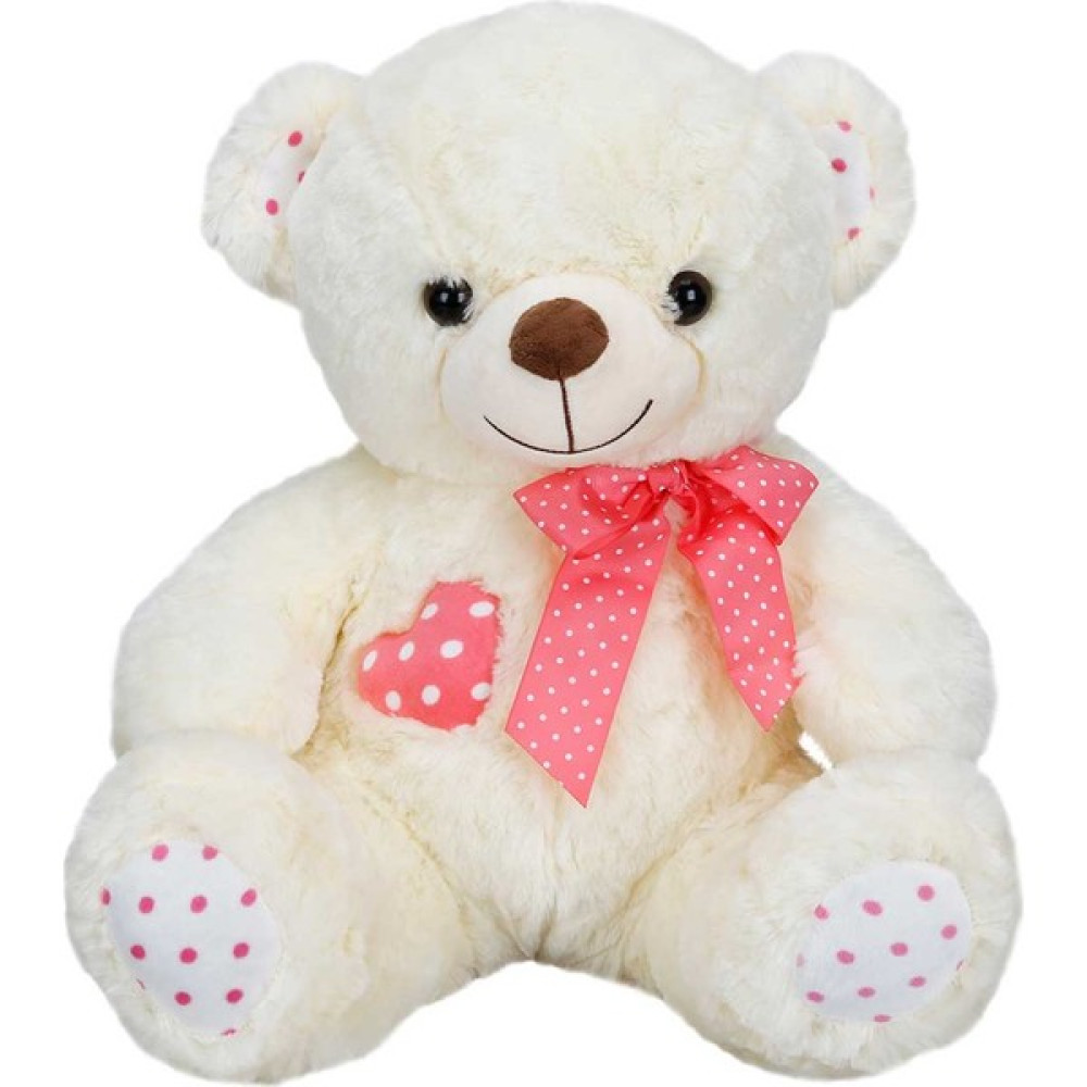 Puffy Friends Kurdelalı 42 cm Oturan Peluş Oyuncak Ayı - Krem Peluş Oyuncaklar Fiyatı