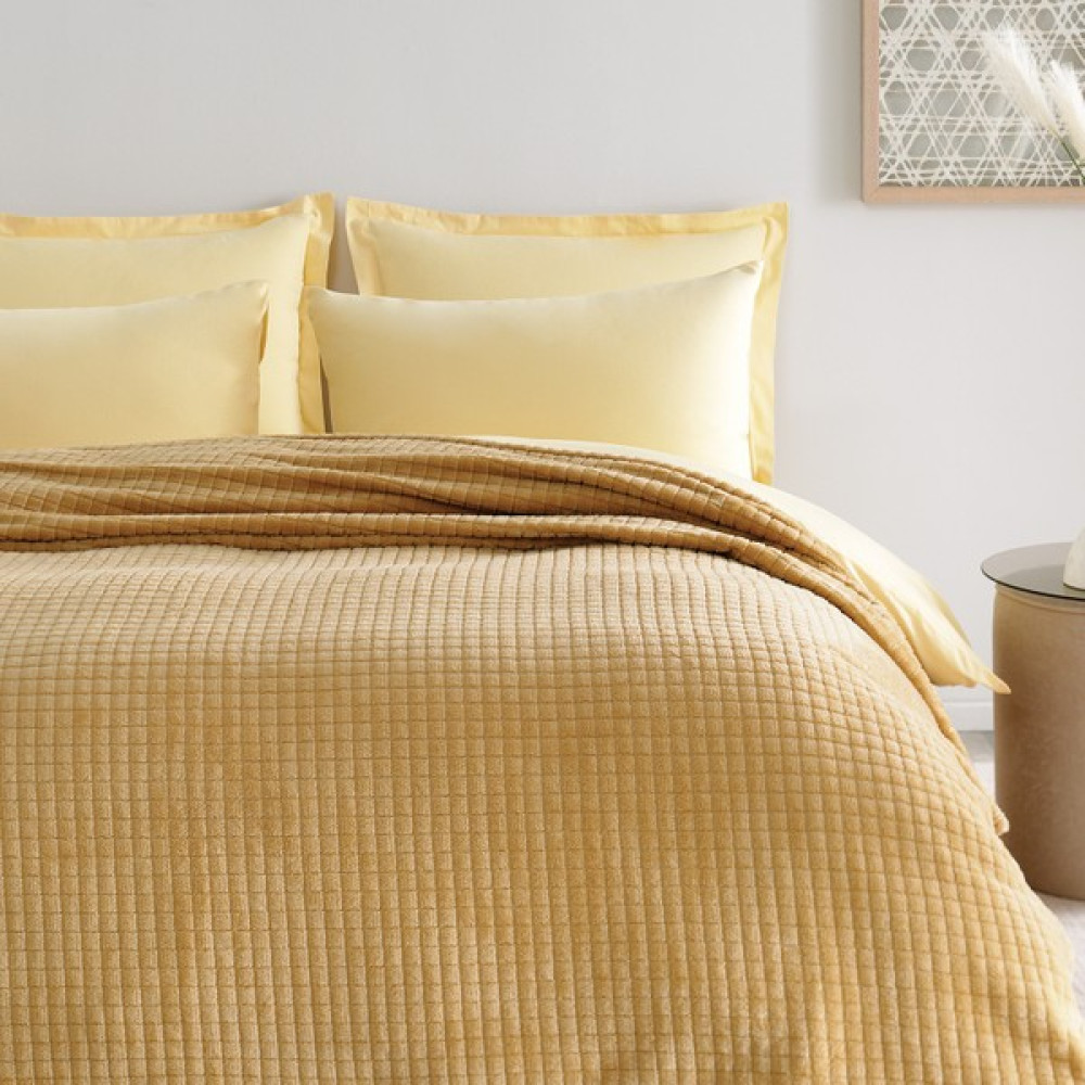 Puffy Trinity Çift Kişilik Wellsoft Battaniye - Hardal - 200 x 220 cm Battaniye Fiyatı