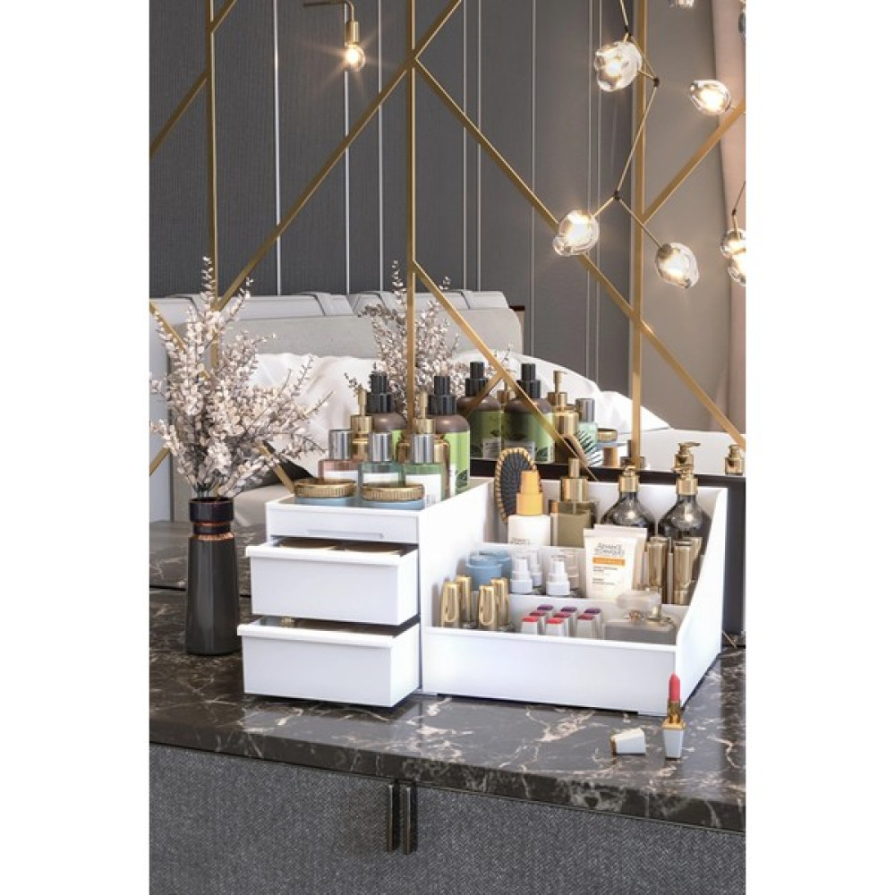 Pufwin Elegance Makyaj ve Kozmetik Düzenleme Kutusu Organizer Beyaz Makyaj Fırça ve Aksesuarları Fiyatı