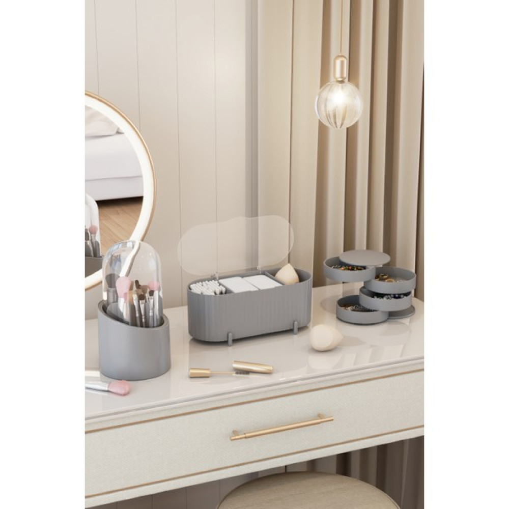 Pufwin Home Soft Makyaj Kozmetik Takı Mücevher ve Fırçalık Düzenleyici Çok Amaçlı Organizer Seti - Gri Makyaj Fırça ve Aksesuarları Fiyatı