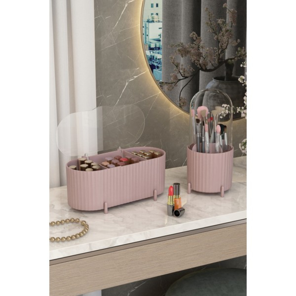Pufwin Home Zebra Set Makyaj Fırçası ve Kozmetik Düzenleyici Şeffaf Kapaklı Hijyenik Organizer Seti 2li - Rose Gold Makyaj Fırça ve Aksesuarları Fiyatı