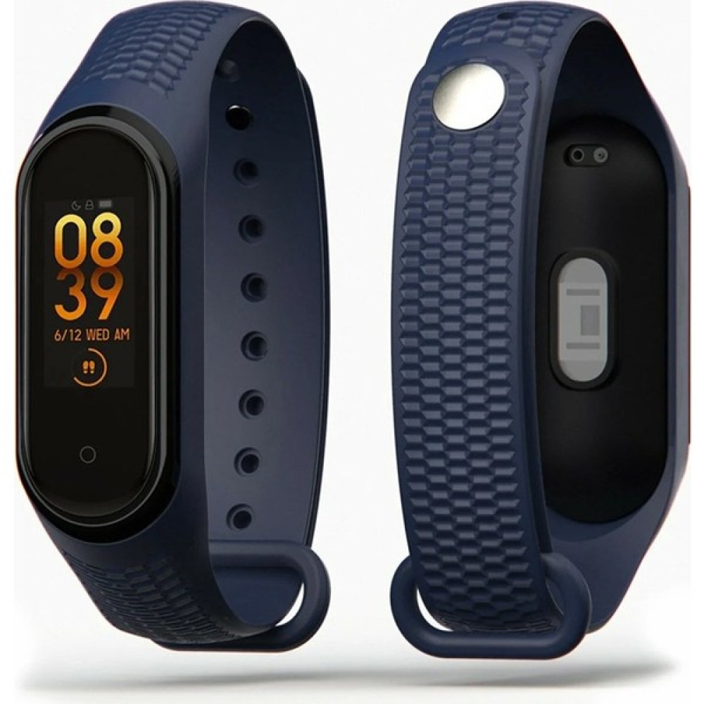 Pufwin Kabartma Desenli Mi Band 3 ve 4 Uyumlu Kordon - Lacivert Giyilebilir Teknoloji Aksesuarları Fiyatı