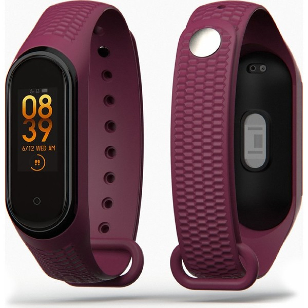 Pufwin Kabartma Desenli Xiaomi Mi Band 3 ve 4 Uyumlu Kordon - Bordo Giyilebilir Teknoloji Aksesuarları Fiyatı