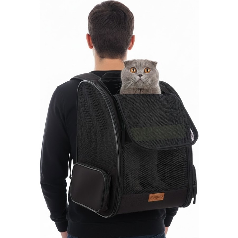 PUGALO AirMove Premium Kedi Köpek Taşıma Çantası | Silinebilir | Yırtılmaz Fileli | Bükülmez Gövde |(Siyah) - Siyah Evcil Hayvan Ürünleri Fiyatı